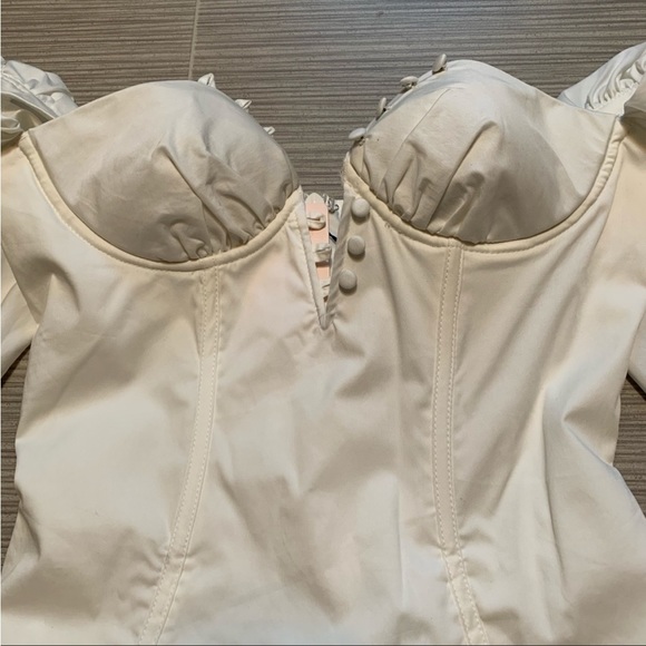 RARE HOUSE OF CB 'Liberte' White Mutton Sleeve Button Dress NWOT - Picture 8 of 13